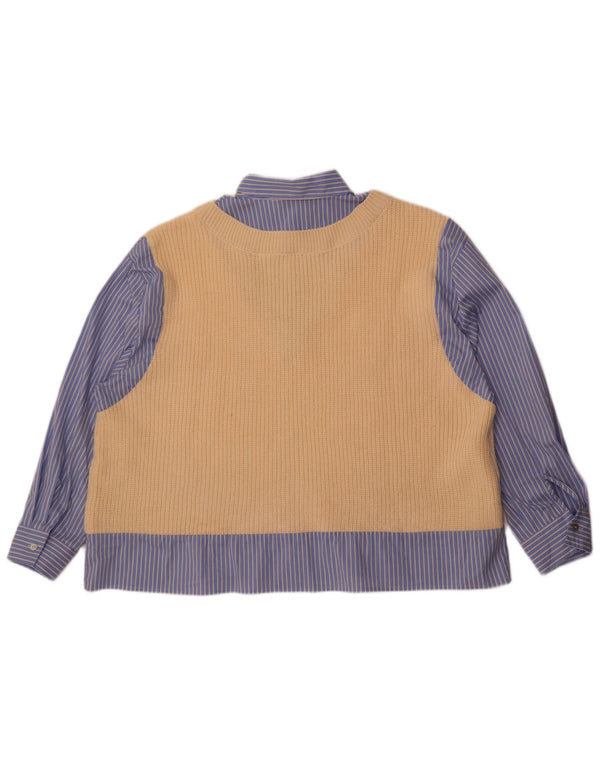 Женский вязаный жилет оверсайз Zara UK 6 XS в бежевую полоску в стиле модерн