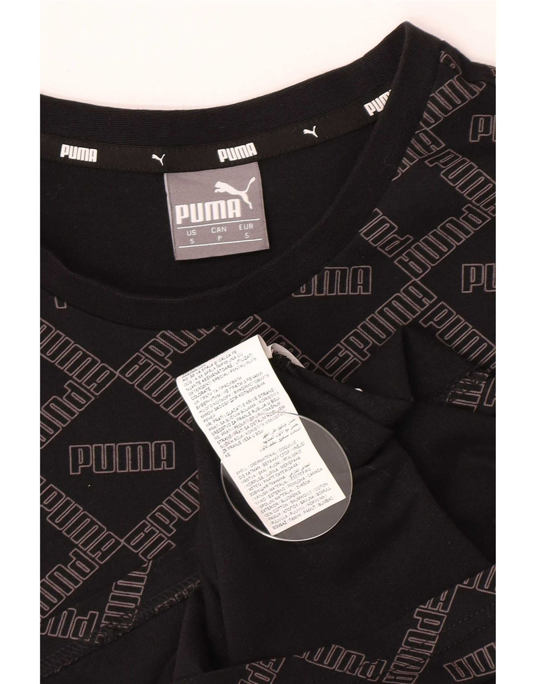 Мужская футболка с рисунком Puma, маленькая, черная, хлопковая