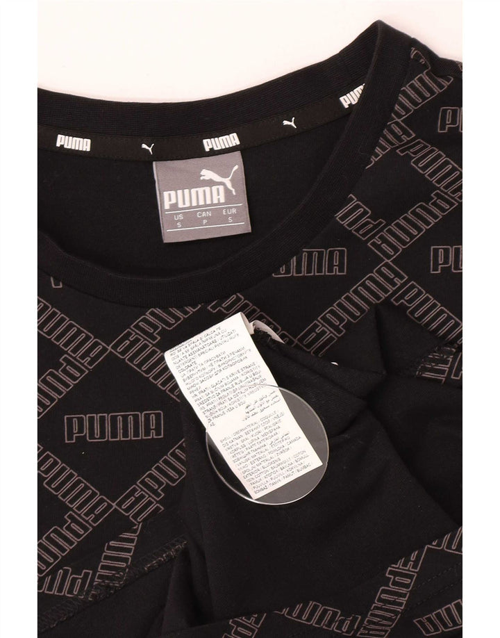 Мужская футболка с рисунком Puma, маленькая, черная, хлопковая