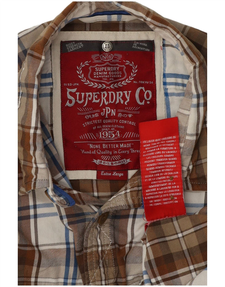 Мужская фланелевая рубашка Superdry XL, коричневая клетка, хлопок
