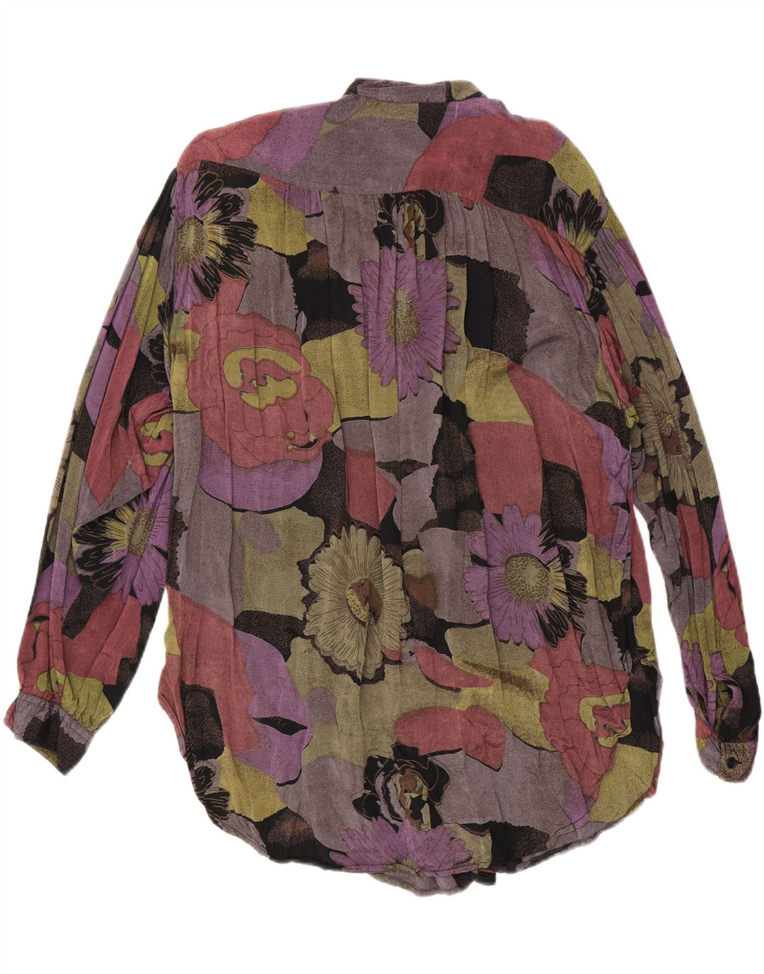 VINTAGE Женская длинная блузка-рубашка EU 36/38, средний разноцветный цветочный принт