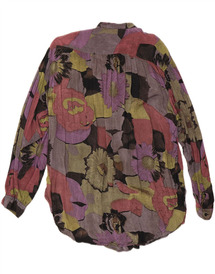 VINTAGE Женская длинная блузка-рубашка EU 36/38, средний разноцветный цветочный принт