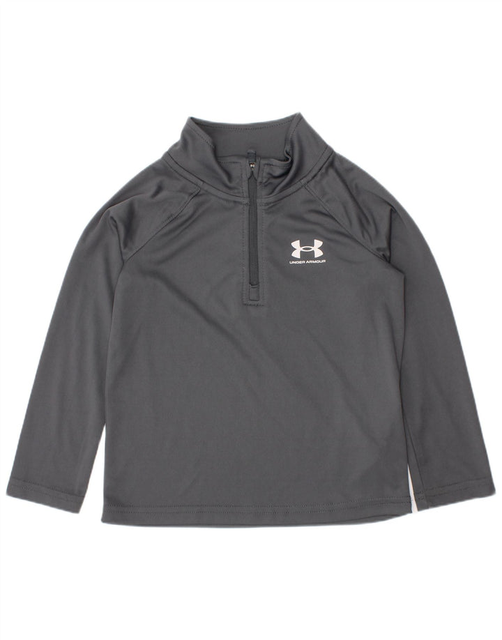Пуловер с воротником на молнии для мальчиков Under Armour, спортивный костюм, топ из серого полиэстера 2–3 лет