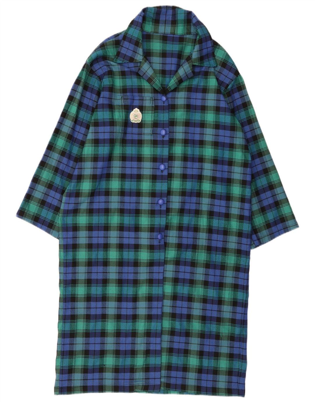 Женское платье-рубашка VINTAGE UK 16, большая зеленая клетка