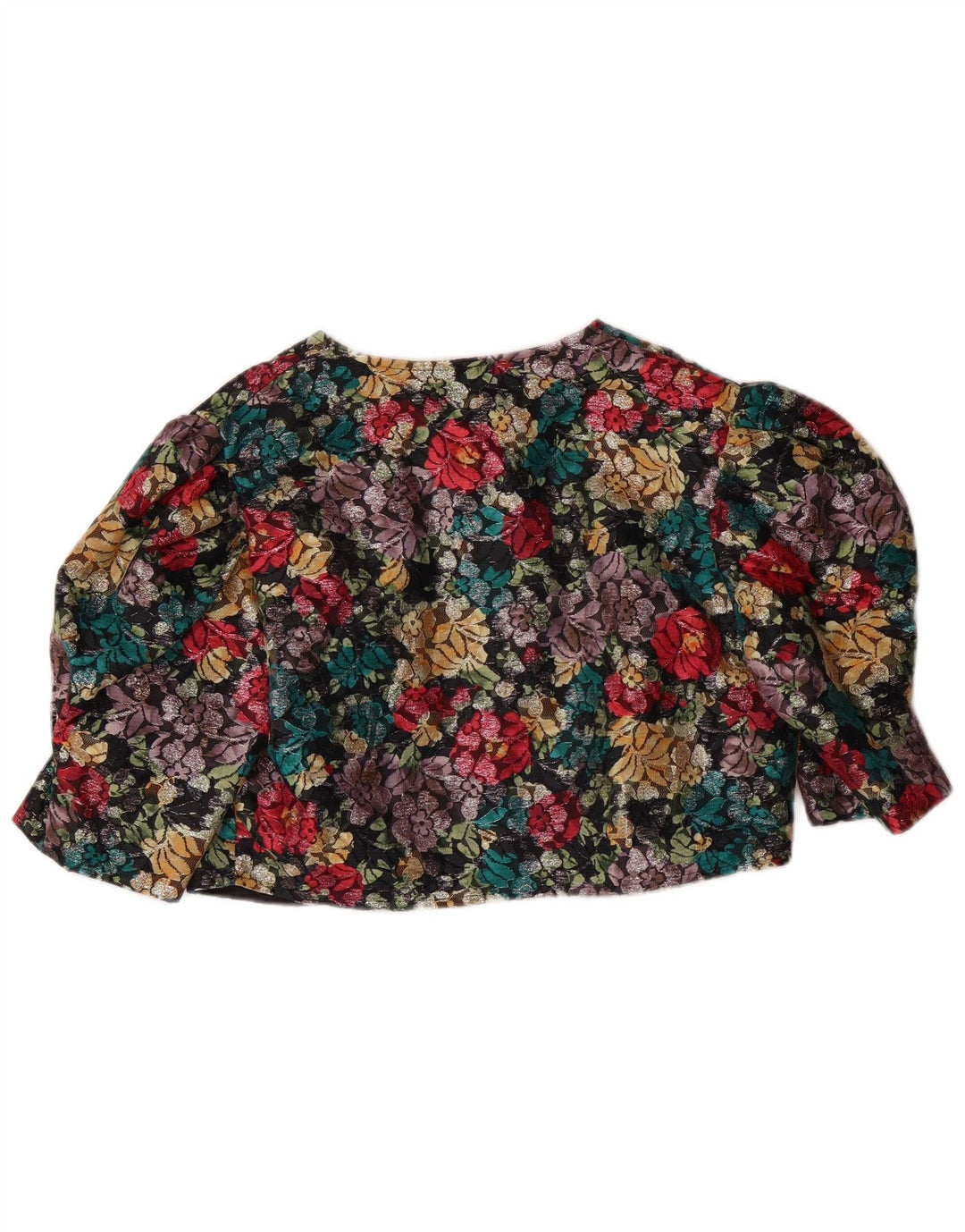 ВИНТАЖНОЕ женское болеро с рукавом 3/4, Великобритания 14, средний разноцветный цветочный принт