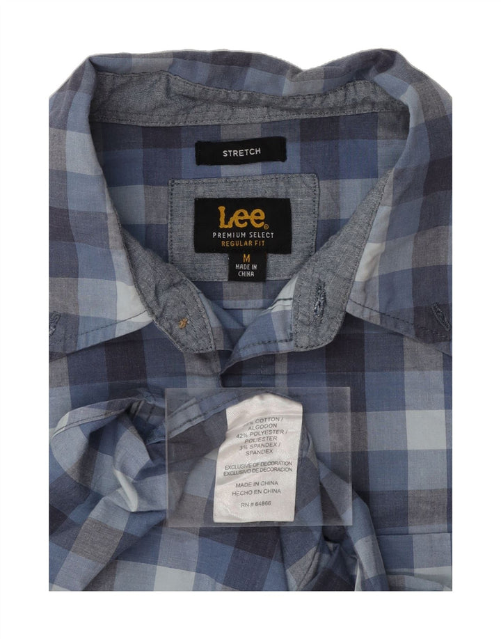LEE Mens Stretch Regular Fit Short Sleeve Shirt Medium Blue Check Cotton Vintage Lee and Second-Hand Lee from Messina Hembry 