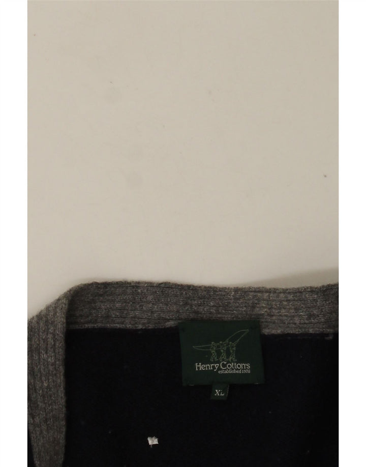 HENRY COTTONS Мужской свитер-кардиган XL Темно-синий с цветными блоками