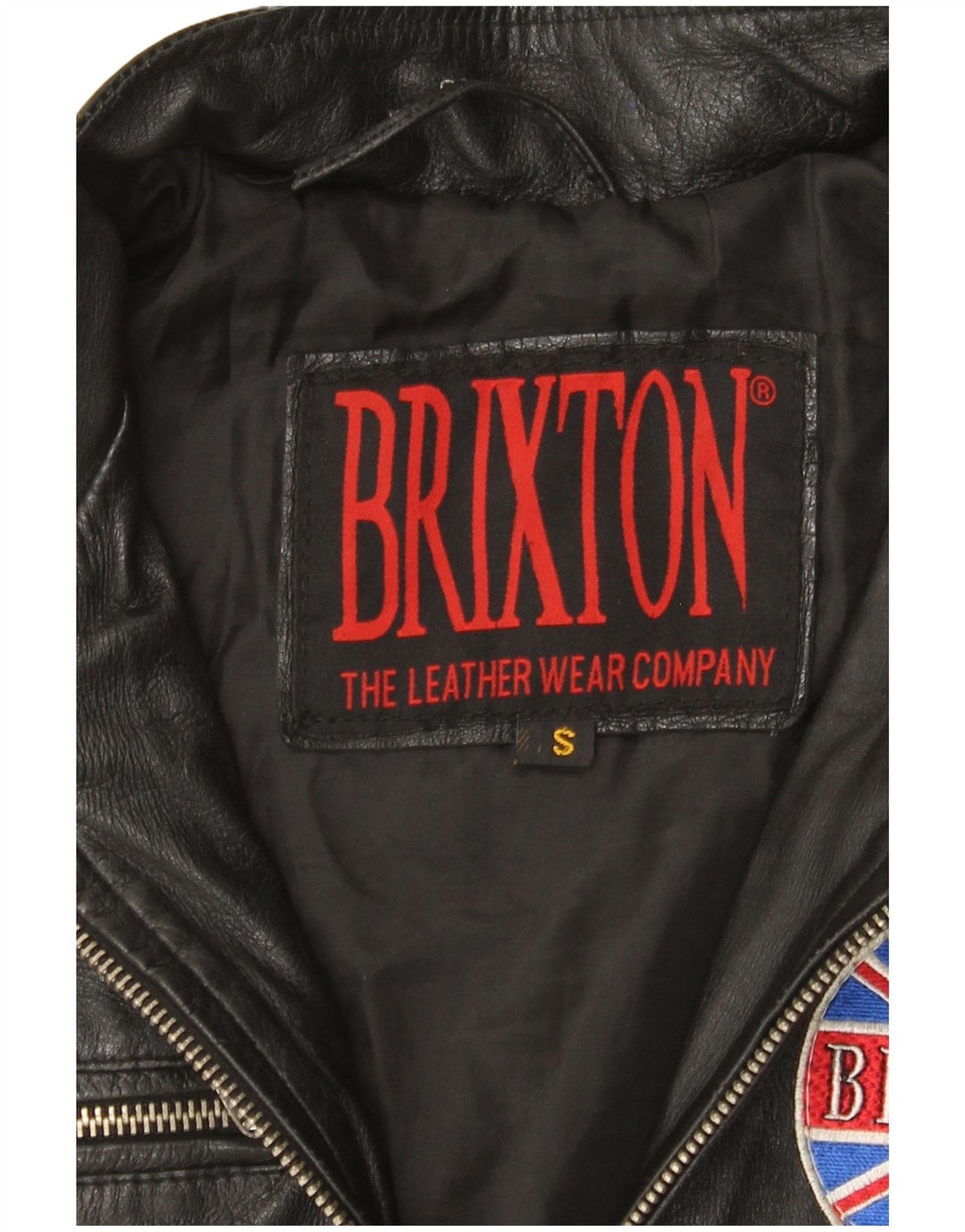 Женская кожаная куртка BRIXTON UK 10, маленькая черная кожа с цветными блоками