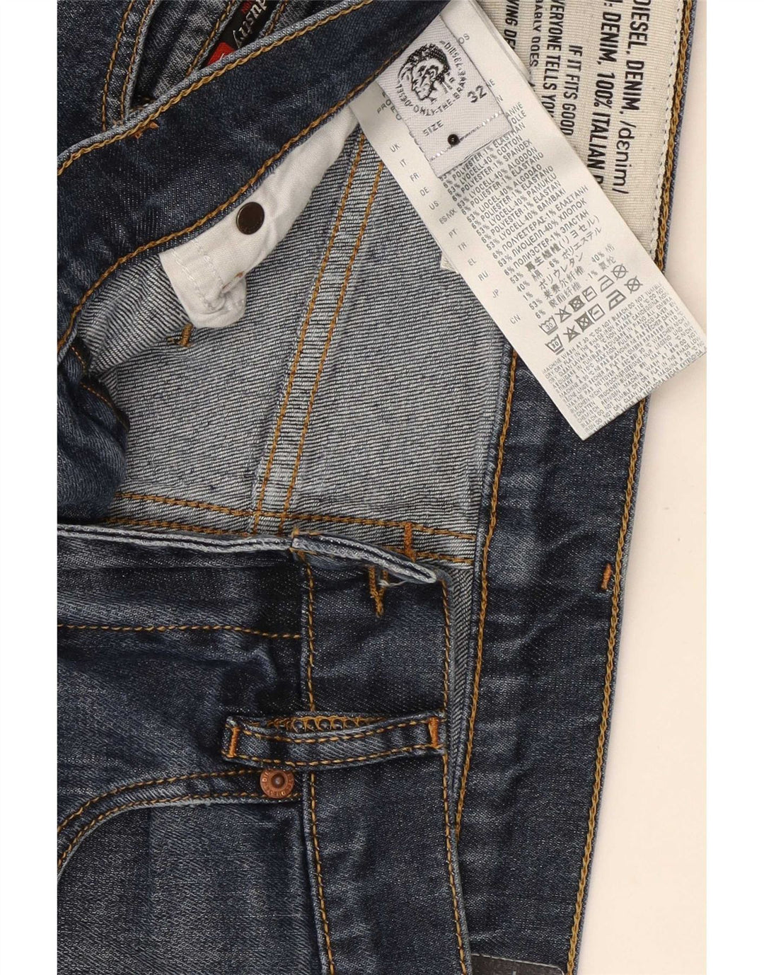 Мужские зауженные джинсы Diesel W32 L30 темно-синие из лиоцелла