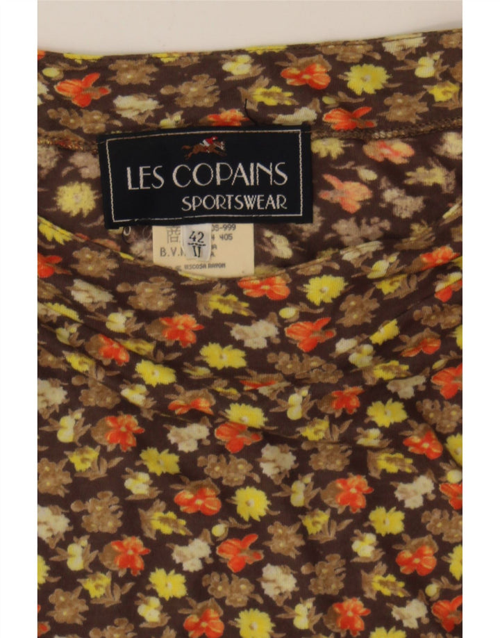 LES COPAINS Womens Crop Long Sleeve Blouse Top IT 42 Medium Brown Floral Vintage Les Copains and Second-Hand Les Copains from Messina Hembry 