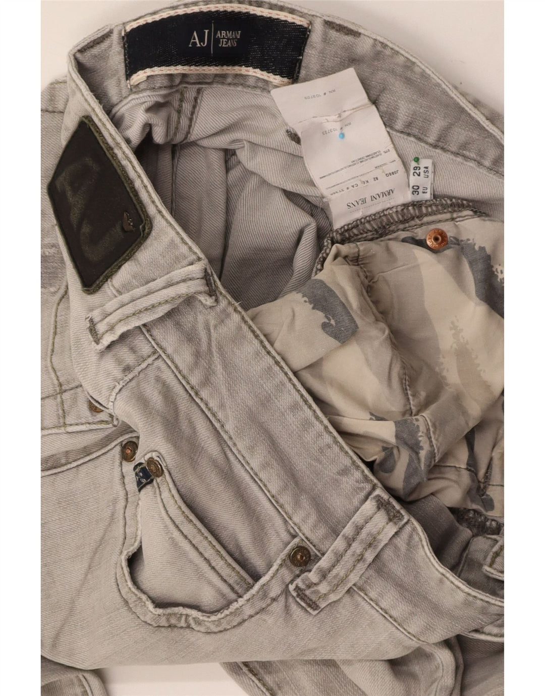 ARMANI Mens Distressed Straight Jeans W30 L32 Grey Cotton