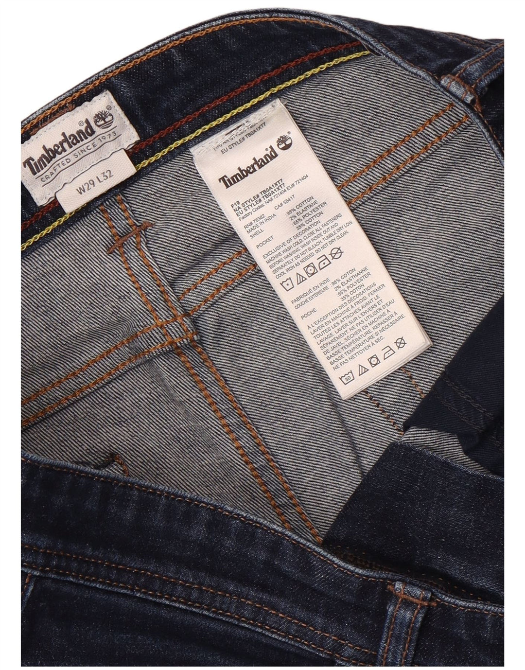 Мужские узкие джинсы Timberland W29 L32, темно-синий хлопок