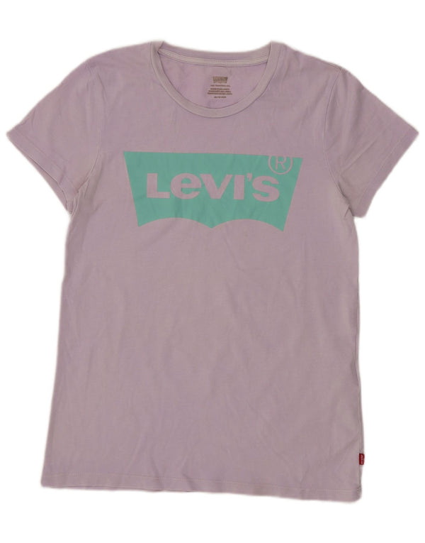 Женская футболка с рисунком Levi's Top UK 6 XS Фиолетовый хлопок
