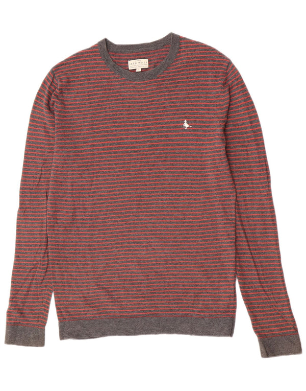 Мужской джемпер с круглым вырезом Jack Wills XS, хлопковый серый полосатый свитер