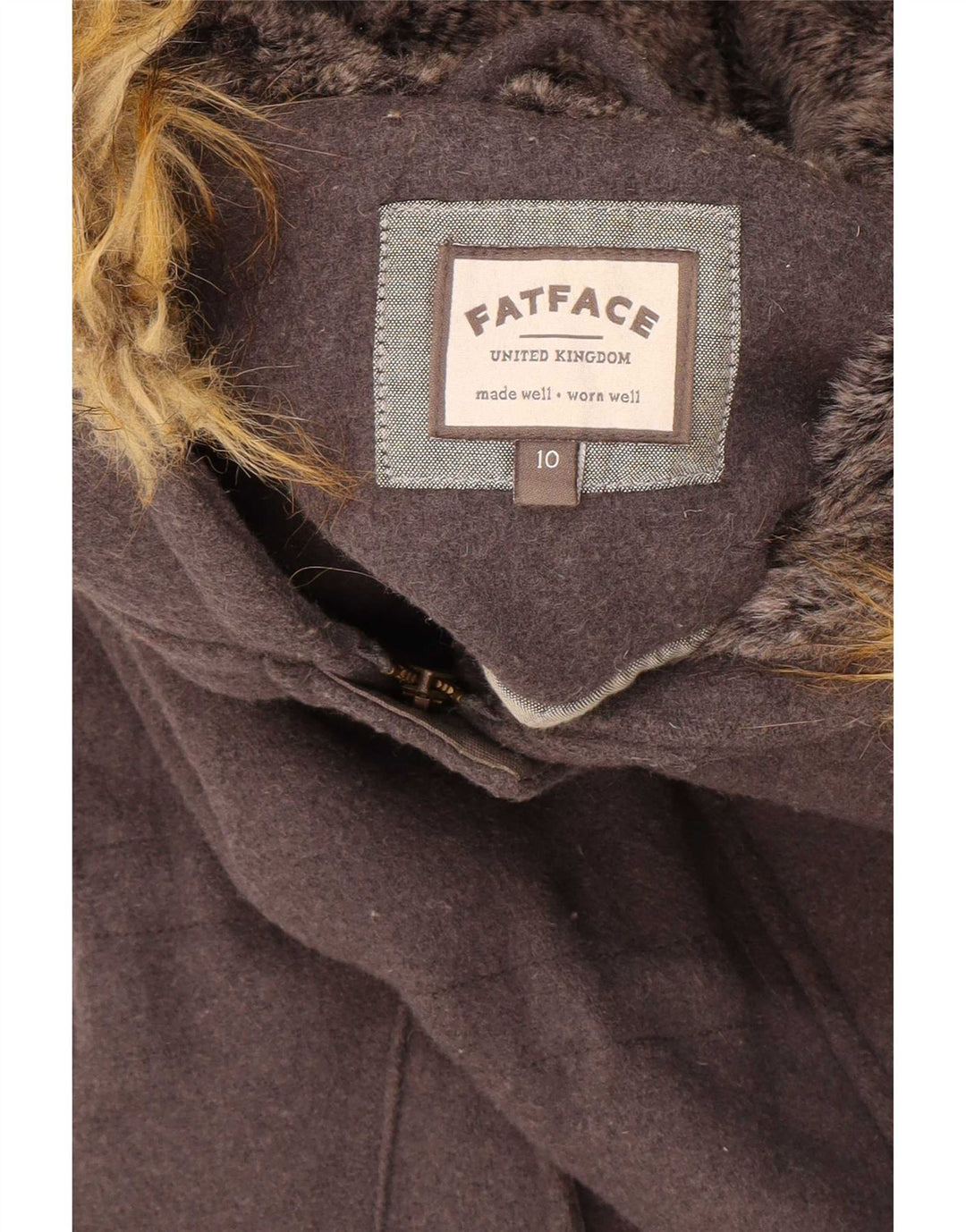 Женская оверсайз-парка Fat Face с капюшоном, Великобритания, 10, маленькая, серая, шерсть