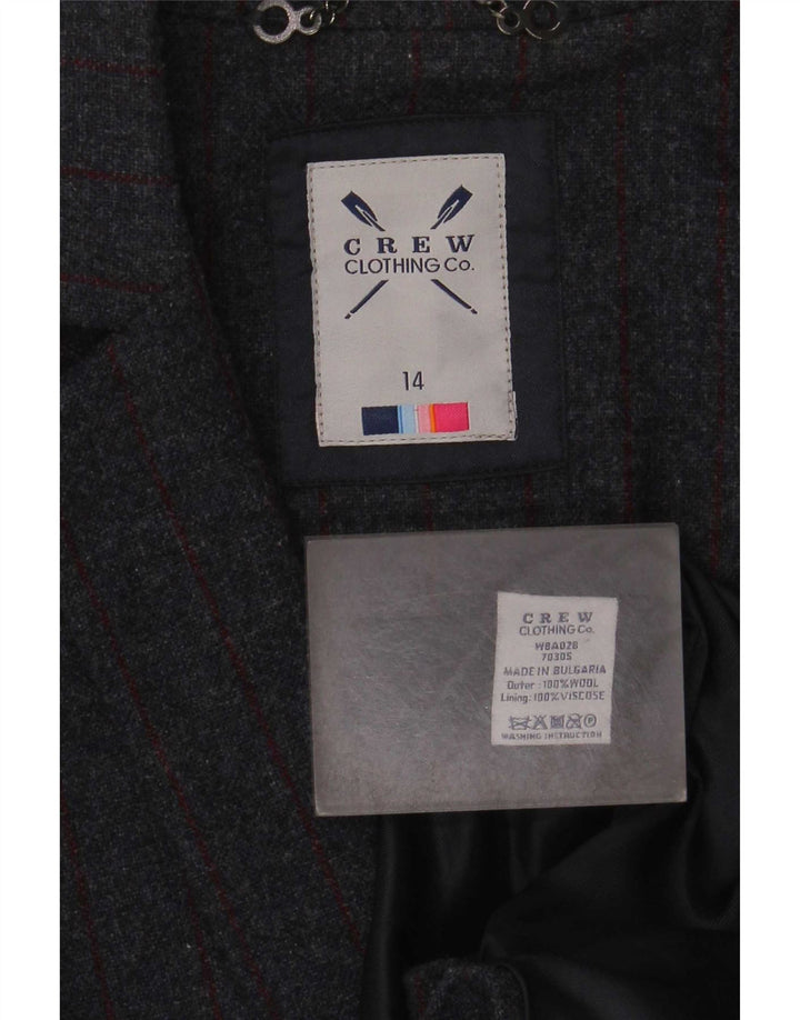 Crew Clothing Женский пиджак на 2 пуговицах, Великобритания 14, большая серая шерстяная полоска