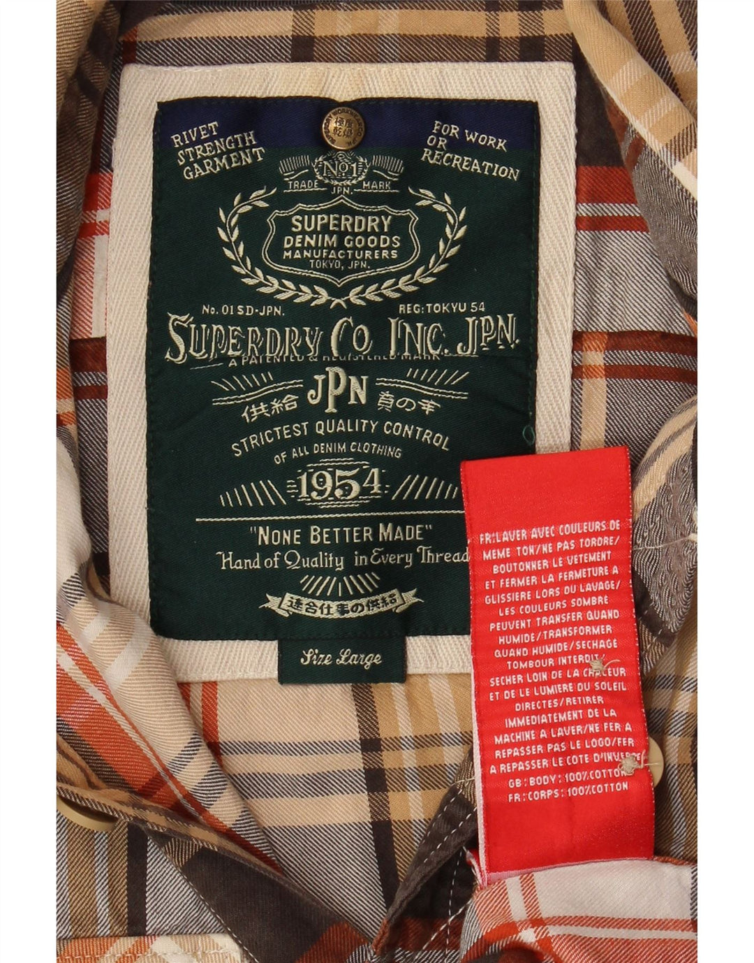 SUPERDRY Мужская фланелевая рубашка большого размера, коричневая клетка, хлопок