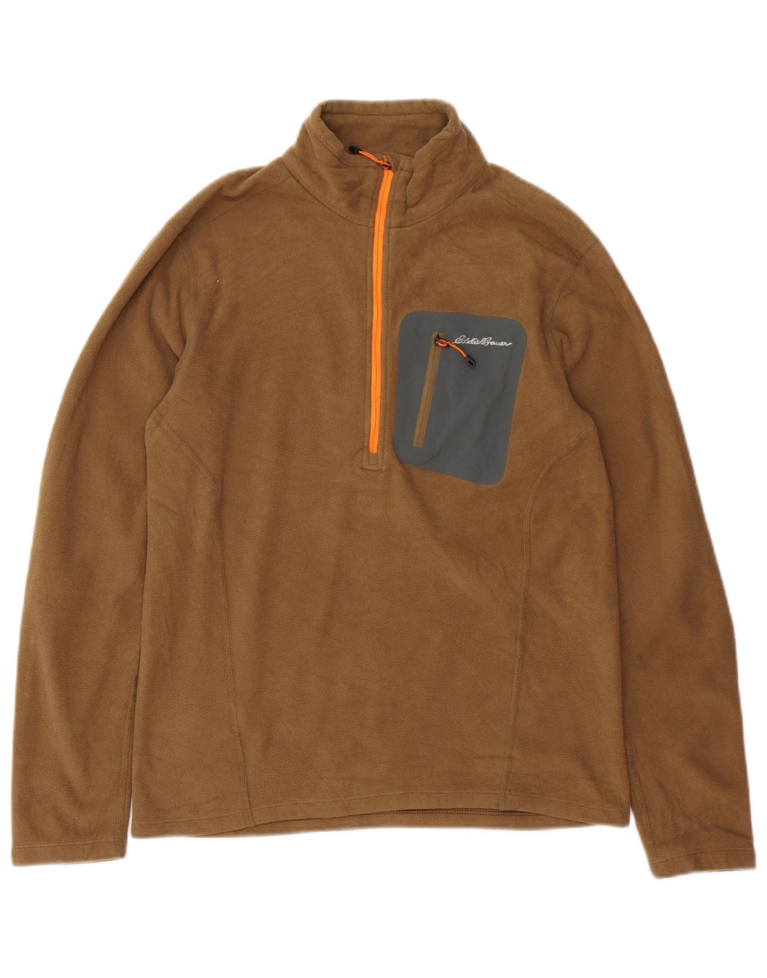 Мужской флисовый джемпер с воротником на молнии Eddie Bauer, маленький бежевый, полиэстер