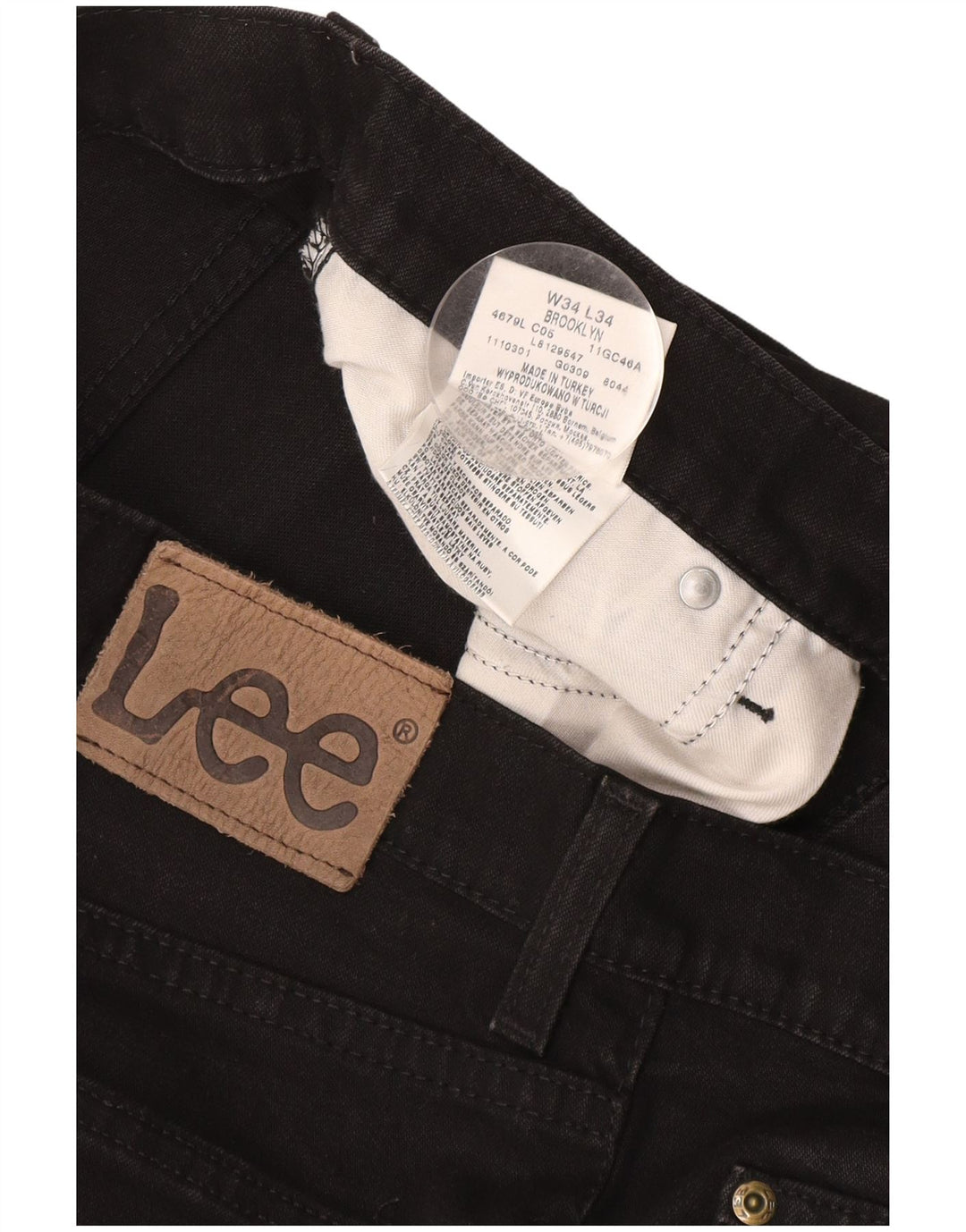 Мужские прямые джинсы Lee Brooklyn W34 L30, черный хлопок