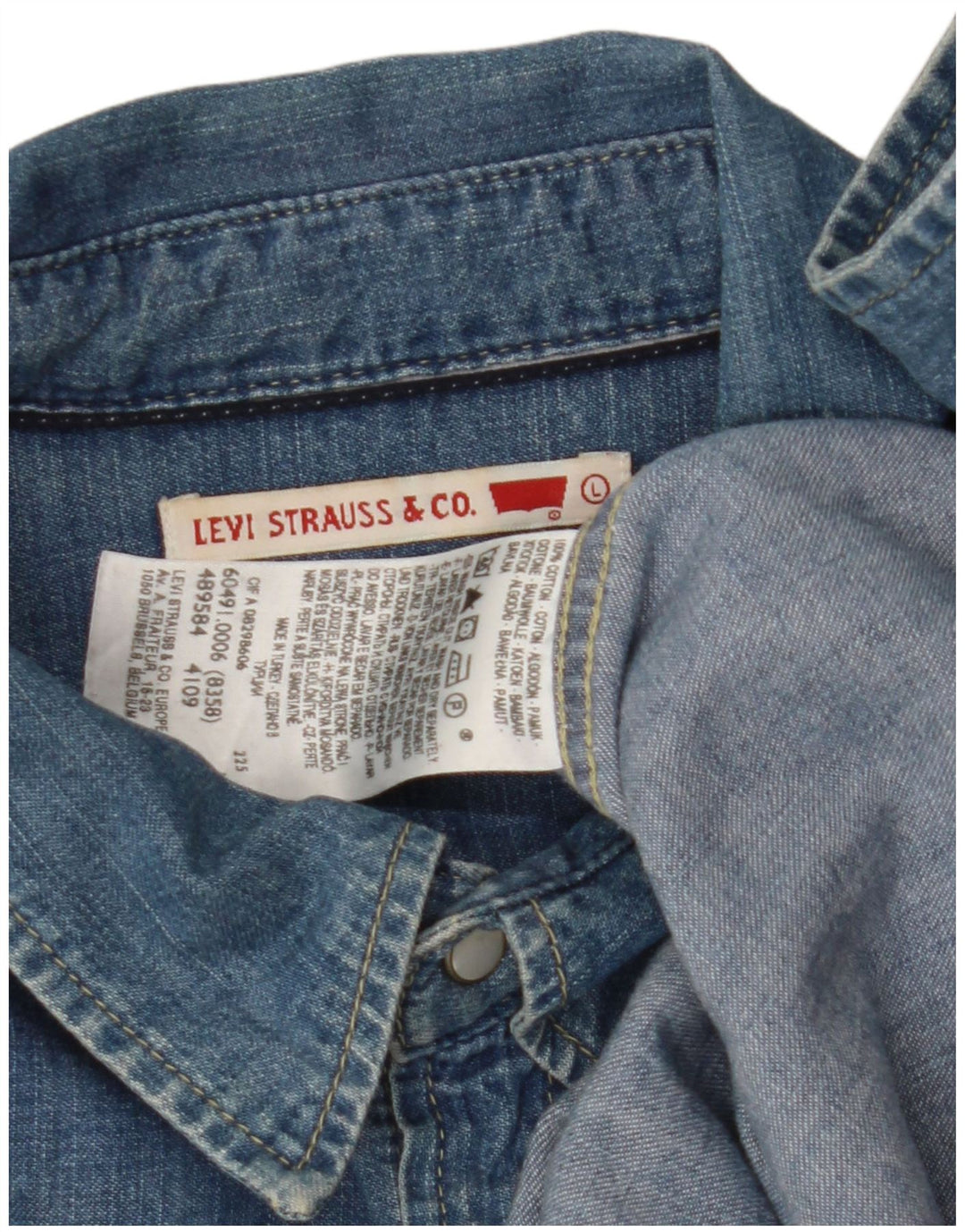 Мужская джинсовая рубашка LEVI'S, большая синяя, хлопок