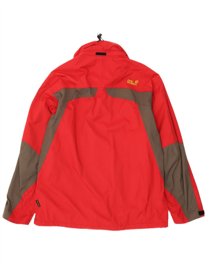 Мужская дождевик Jack Wolfskin UK 48 2XL красный полиамид с цветными блоками