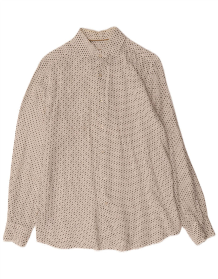 Мужская рубашка Massimo Dutti, льняная ткань среднего размера, белая в крапинку