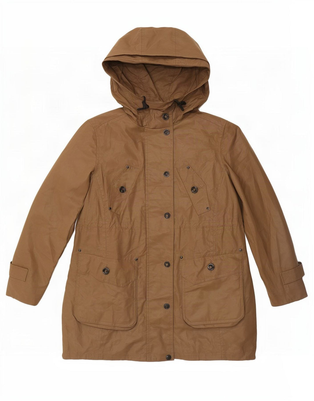 Женская парка Massimo Dutti с капюшоном UK 12, средний бежевый хлопок