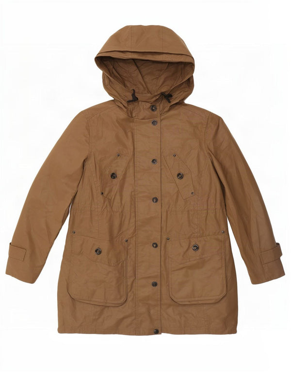Женская парка Massimo Dutti с капюшоном UK 12, средний бежевый хлопок