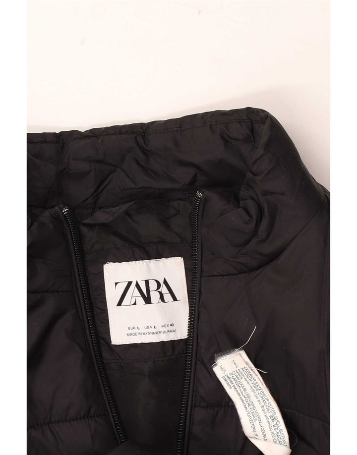 Мужская стеганая куртка Zara UK 40, большая, черный нейлон