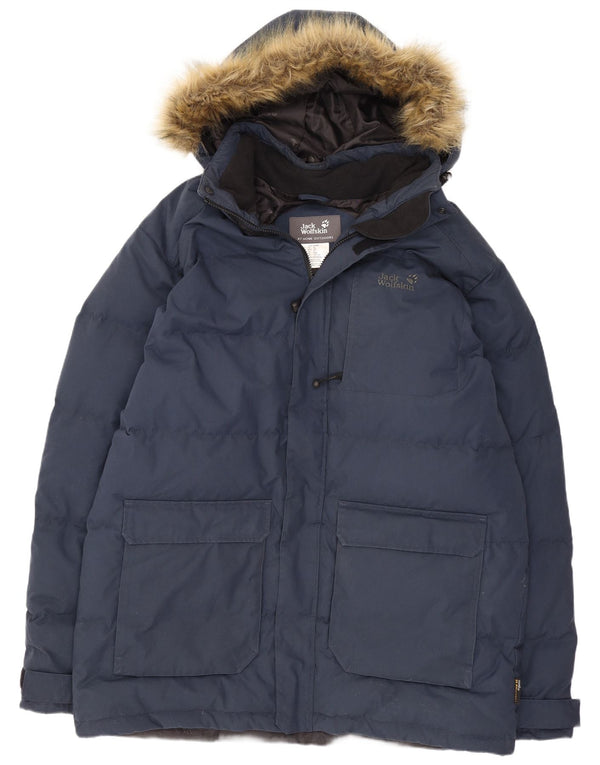 Мужское стеганое пальто с капюшоном Jack Wolfskin UK 44/46 XL Темно-синий полиэстер