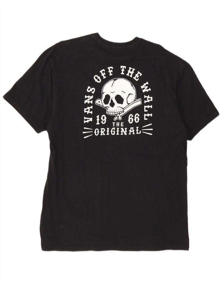 Мужская футболка классического кроя с рисунком VANS, черный хлопковый топ XL