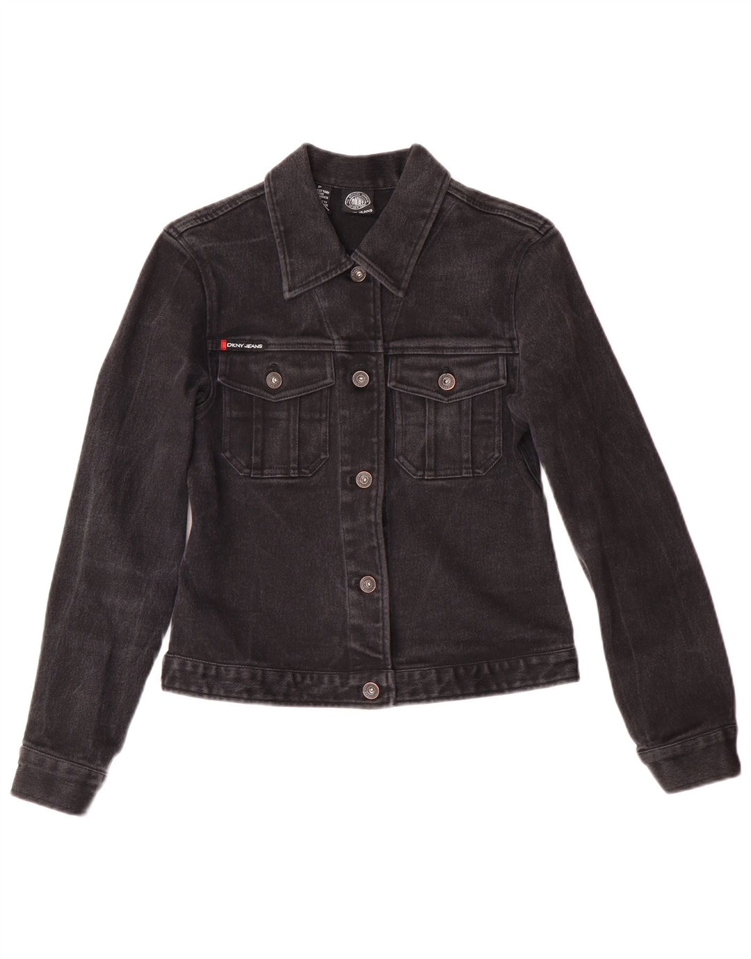 Женская джинсовая куртка Dkny Petite Denim UK 6 XS, черная, хлопковая, классическая