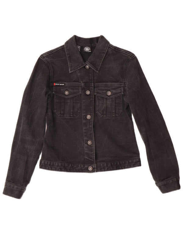 Женская джинсовая куртка Dkny Petite Denim UK 6 XS, черная, хлопковая, классическая