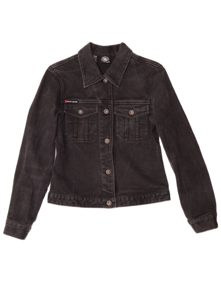 Женская джинсовая куртка Dkny Petite Denim UK 6 XS, черная, хлопковая, классическая