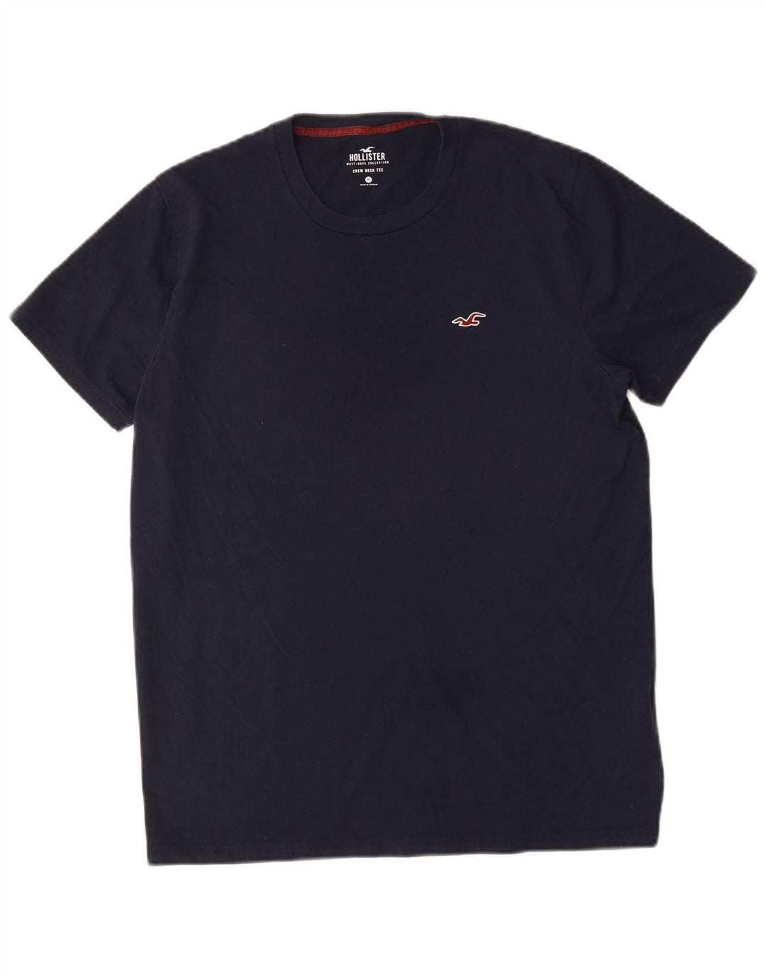 Мужская футболка Hollister Top среднего размера, темно-синяя, хлопок