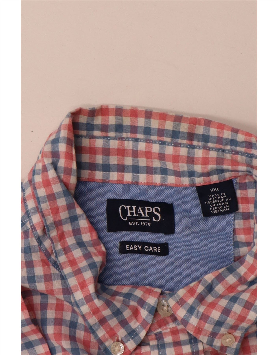 Мужская рубашка с коротким рукавом Chaps Easy Care, 2XL, розовый хлопок в мелкую клетку