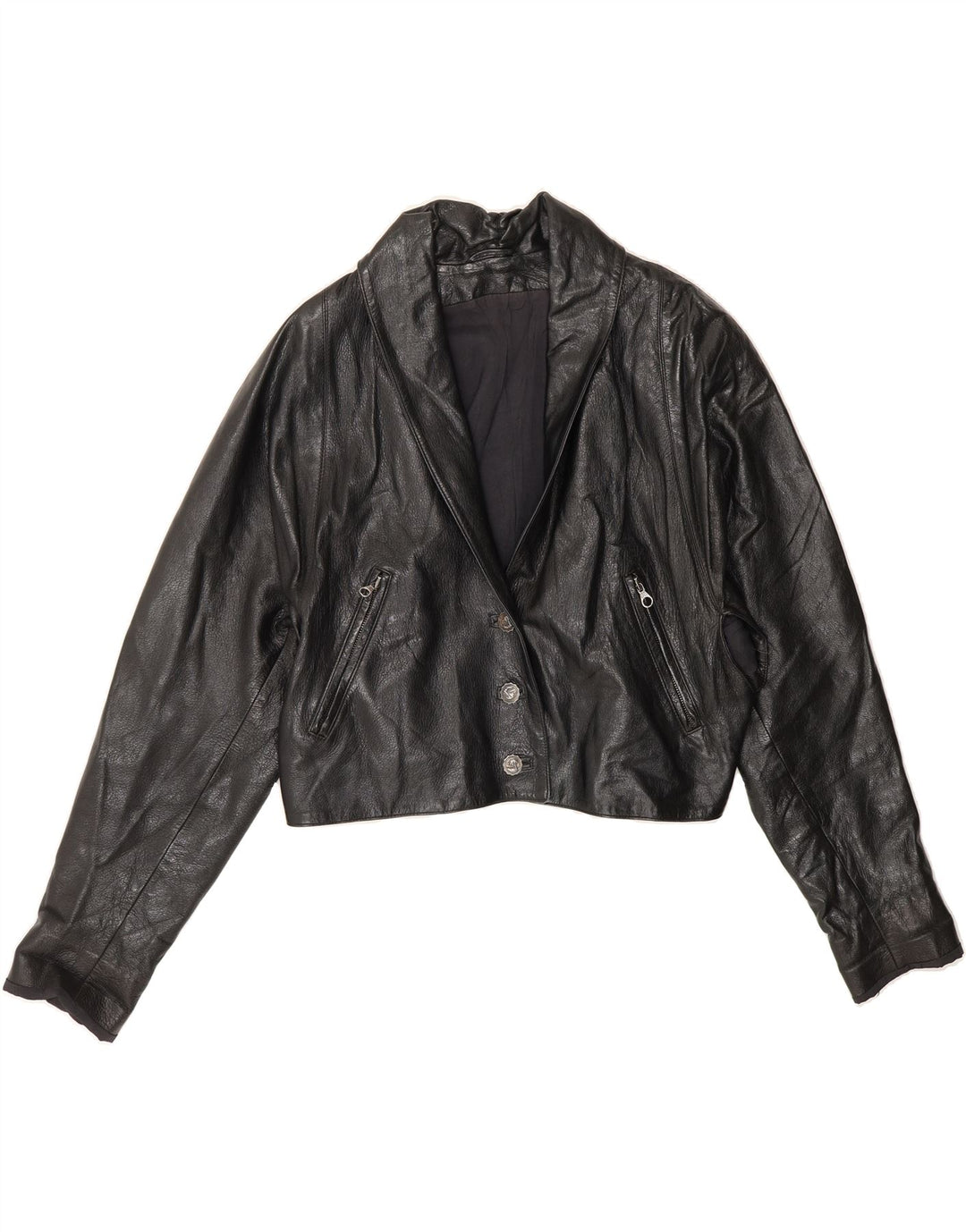 CORSI Womens Crop Bomber Jacket UK 16 Large Black Vintage Corsi and Second-Hand Corsi from Messina Hembry 
