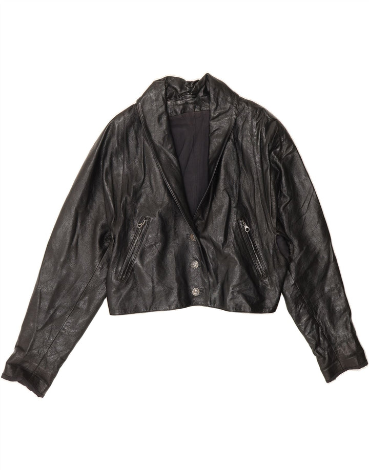 CORSI Womens Crop Bomber Jacket UK 16 Large Black Vintage Corsi and Second-Hand Corsi from Messina Hembry 