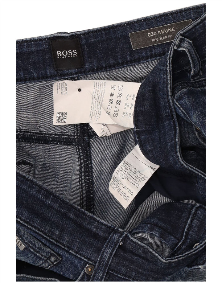 Женские прямые джинсы Hugo Boss W36 L32 синие, хлопок