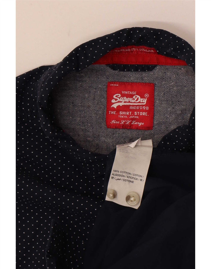 Мужская рубашка Superdry 2XL темно-синяя, хлопок в горошек