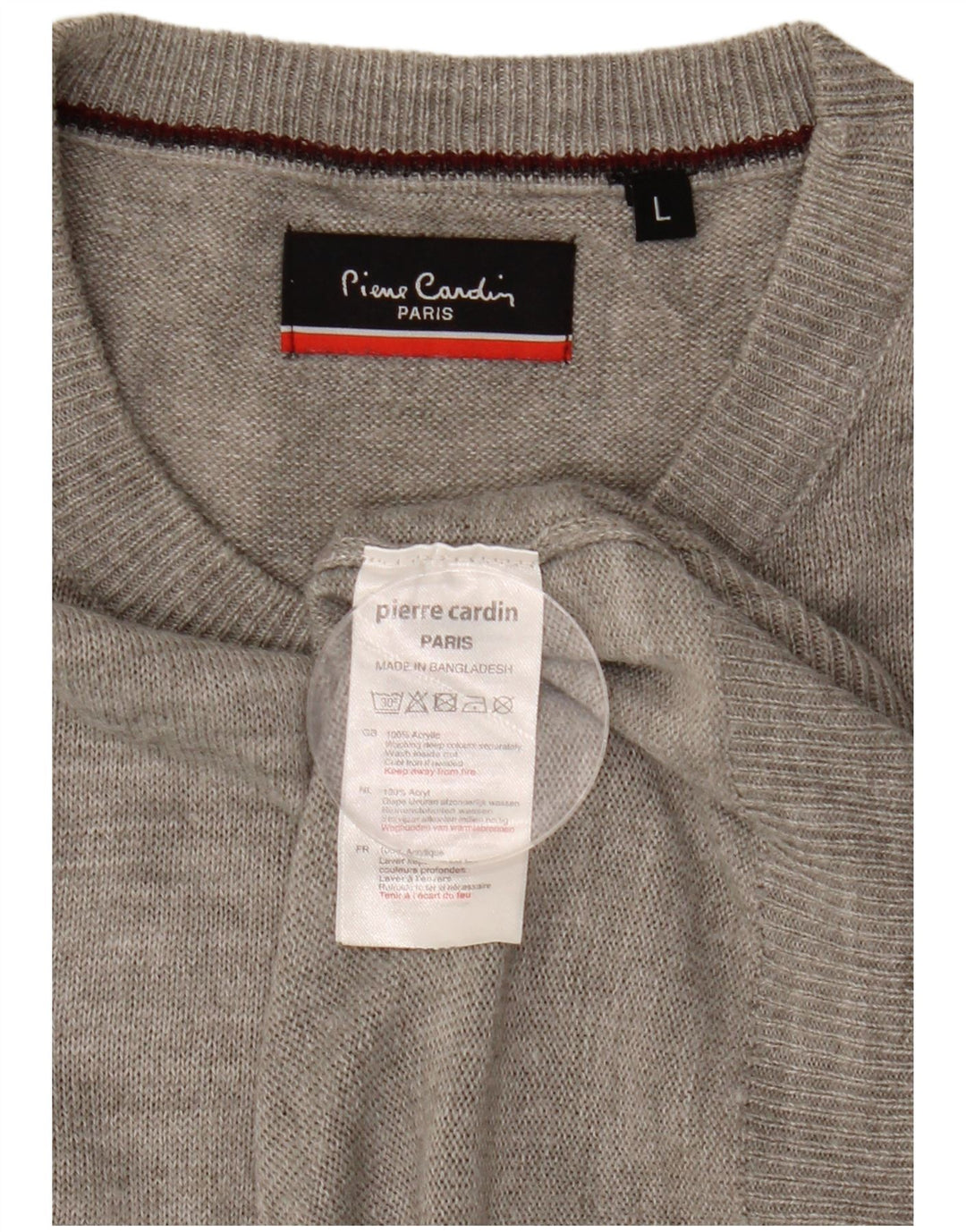 Мужской джемпер с круглым вырезом Pierre Cardin, большой серый акрил