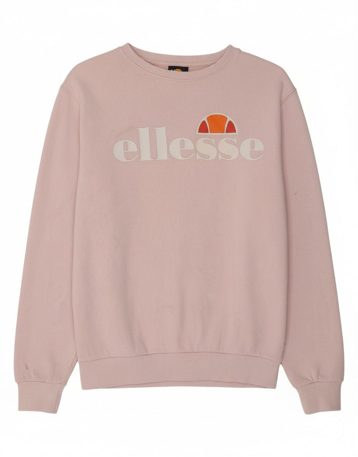 ELLESSE Womens Graphic Sweatshirt Jumper UK 12 Medium  Pink Cotton