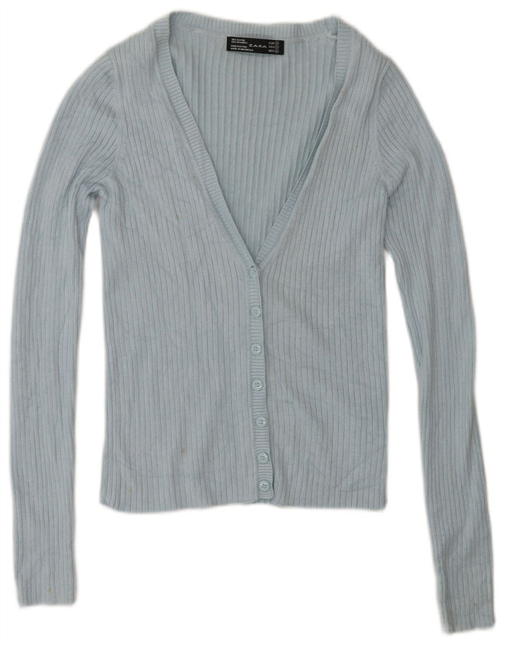 Женский кардиган Zara UK 12, средний синий вискоза