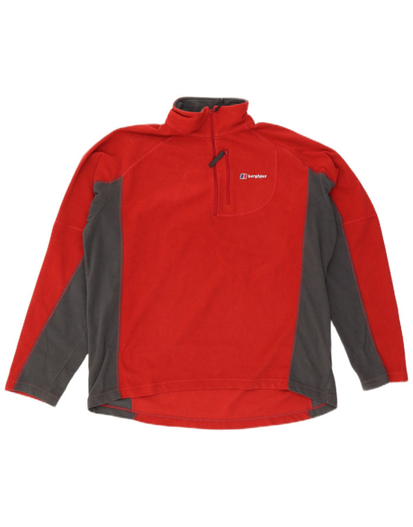 Berghaus Мужской флисовый джемпер с воротником на молнии XL Красный полиэстер с цветными блоками