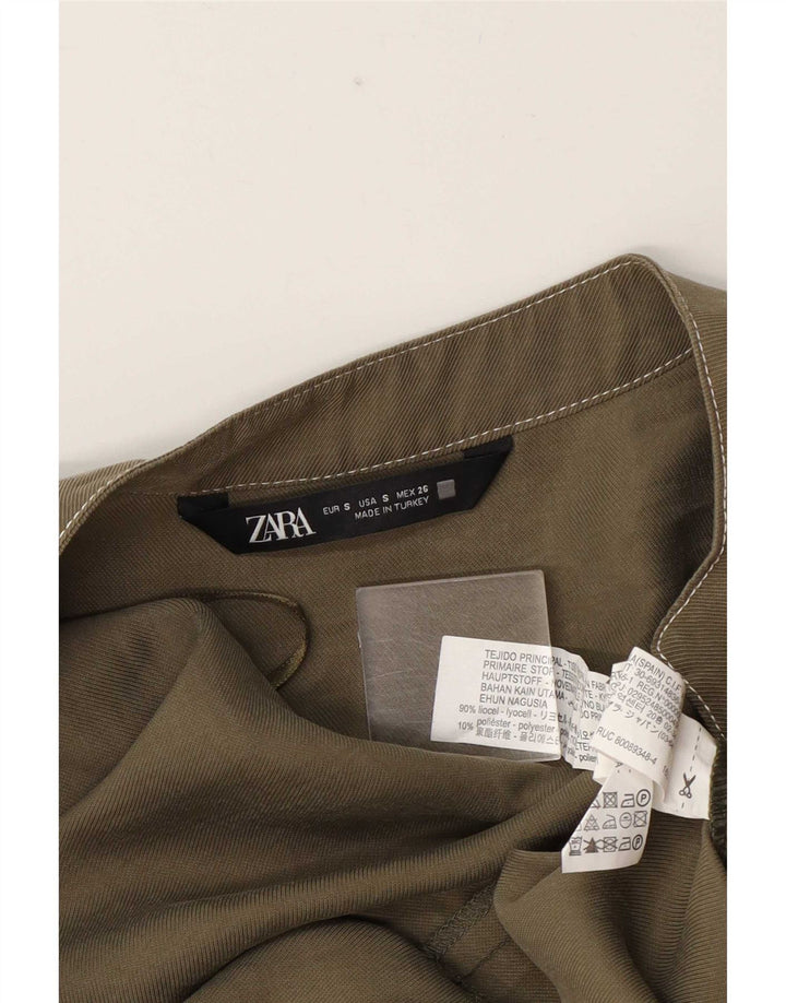 Женский комбинезон с короткими рукавами Zara UK 10, маленький, хаки, лиоцелл