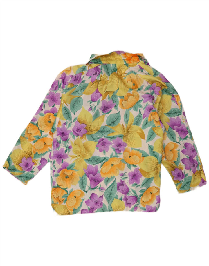 Винтажная женская блузка-рубашка UK 14, средний разноцветный цветочный вискоза