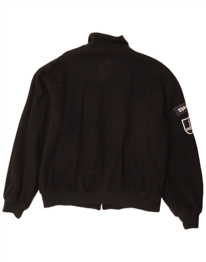 Винтажная мужская куртка-бомбер UK 40, большая черная шерсть