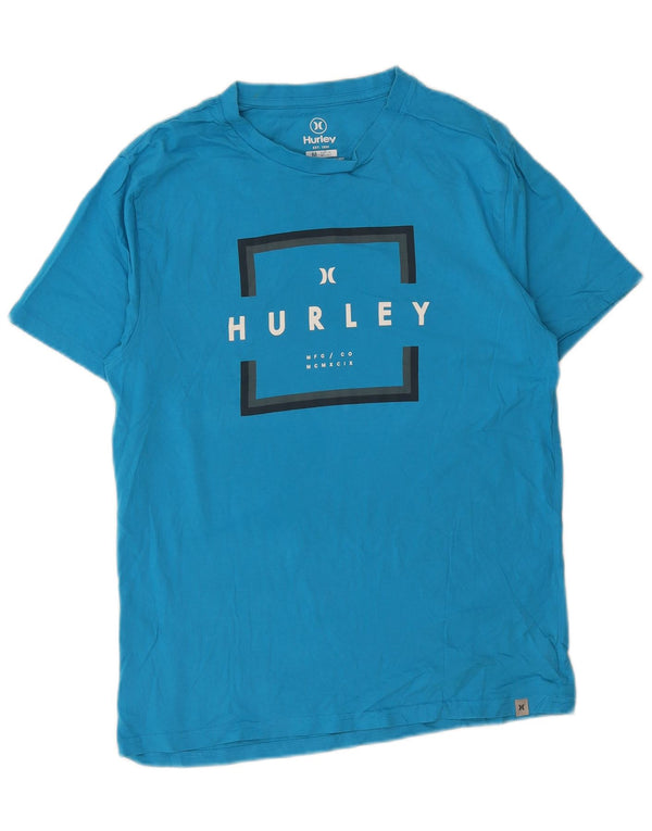 Hurley Mens Graphic T-Shirt Top Medium Blue Cotton