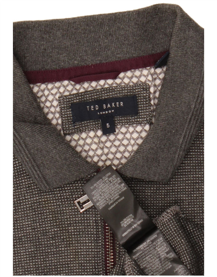 Мужская рубашка-поло с длинным рукавом Ted Baker, размер 5 XL, серый полиэстер с крапинками