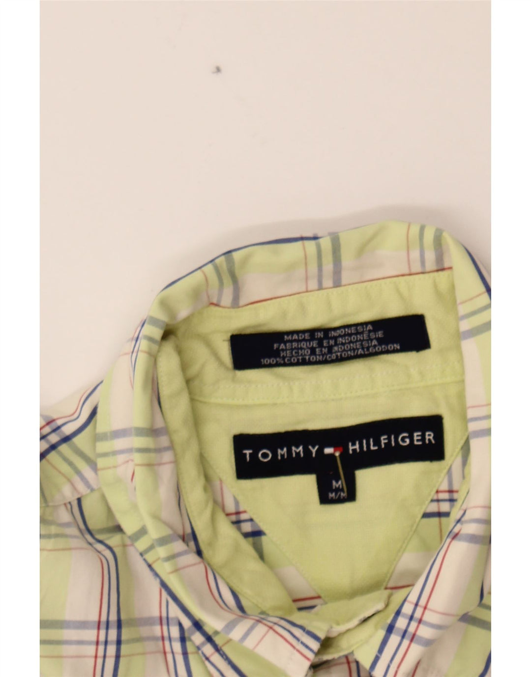 TOMMY HILFIGER Mens Short Sleeve Shirt Medium Green Check Cotton Vintage Tommy Hilfiger and Second-Hand Tommy Hilfiger from Messina Hembry 